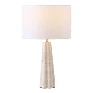 Safavieh Naveen Table Lamp - Elegant Linen Shade With Striking Stone Base For Chic Home Décor And Ambiance Travertine ,White Travertine ,Iron ,Shade Ctl1082a