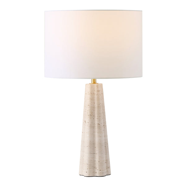 Safavieh Naveen Table Lamp - Elegant Linen Shade With Striking Stone Base For Chic Home Décor And Ambiance Travertine ,White Travertine ,Iron ,Shade Ctl1082a