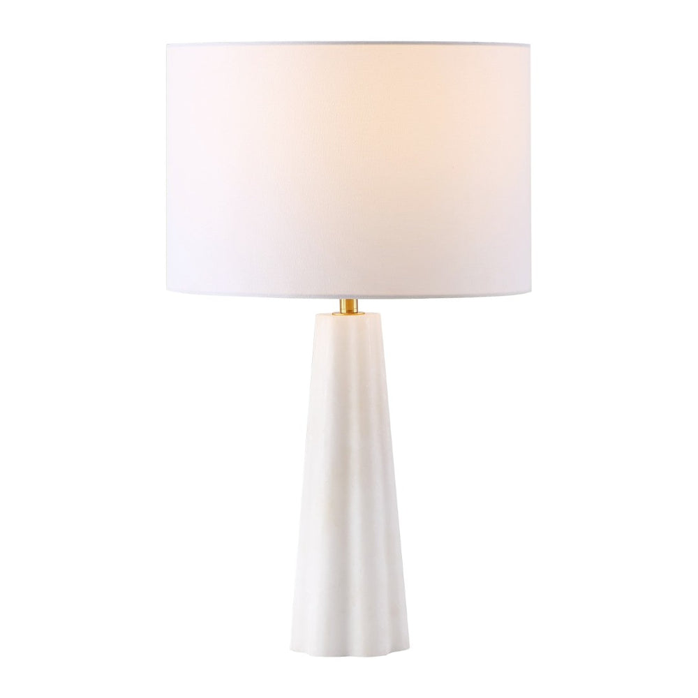 Safavieh OPHELIE Alabaster Table Lamp - Sculptural White Lighting with Linen Shade for Warm Ambient Glow CTL1083A