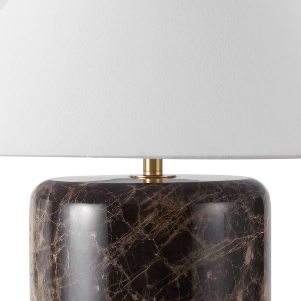 Safavieh Kathariana Marble Table Lamp - Timeless Elegance With Cotton Shade And Iron Base For Modern Spaces Dark Brown ,White Marble ,Metal ,Shade Ctl1086a