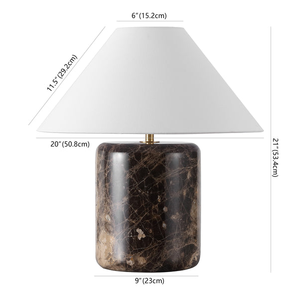 Safavieh Kathariana Marble Table Lamp - Timeless Elegance With Cotton Shade And Iron Base For Modern Spaces Dark Brown ,White Marble ,Metal ,Shade Ctl1086a