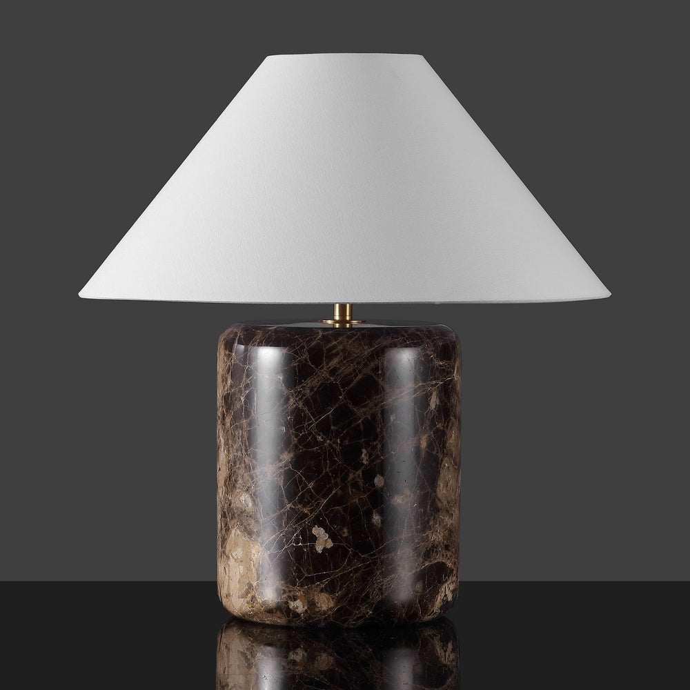 Safavieh Kathariana Marble Table Lamp - Timeless Elegance With Cotton Shade And Iron Base For Modern Spaces Dark Brown ,White Marble ,Metal ,Shade Ctl1086a
