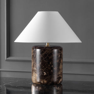 Safavieh Kathariana Marble Table Lamp - Timeless Elegance With Cotton Shade And Iron Base For Modern Spaces Dark Brown ,White Marble ,Metal ,Shade Ctl1086a