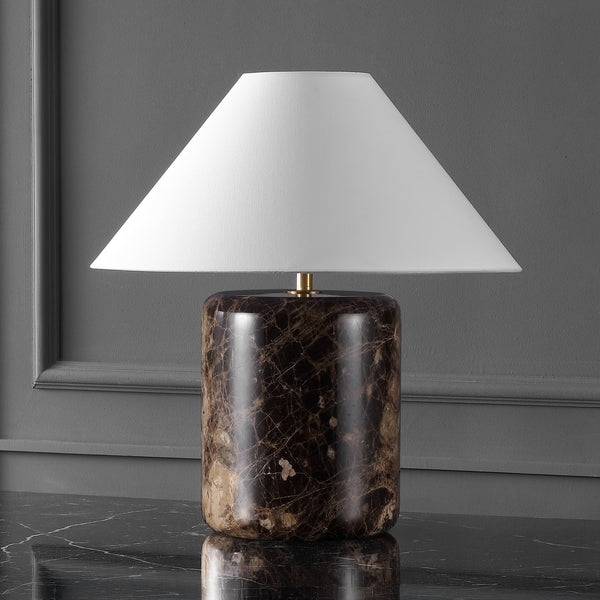 Safavieh Kathariana Marble Table Lamp - Timeless Elegance With Cotton Shade And Iron Base For Modern Spaces Dark Brown ,White Marble ,Metal ,Shade Ctl1086a