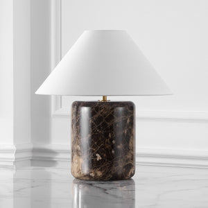 Safavieh Kathariana Marble Table Lamp - Timeless Elegance With Cotton Shade And Iron Base For Modern Spaces Dark Brown ,White Marble ,Metal ,Shade Ctl1086a