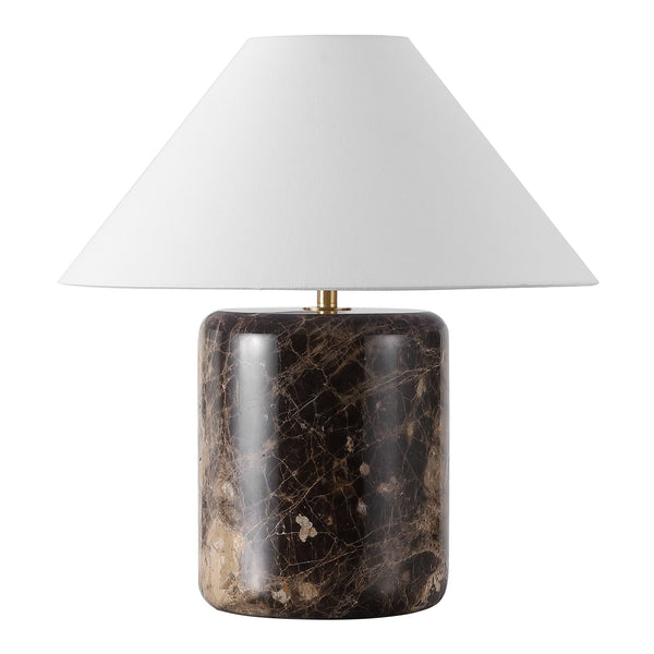 Safavieh Kathariana Marble Table Lamp - Timeless Elegance With Cotton Shade And Iron Base For Modern Spaces Dark Brown ,White Marble ,Metal ,Shade Ctl1086a