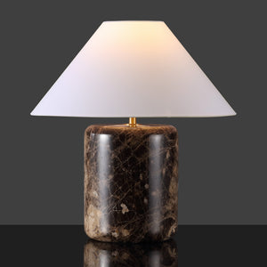 Safavieh Kathariana Marble Table Lamp - Timeless Elegance With Cotton Shade And Iron Base For Modern Spaces Dark Brown ,White Marble ,Metal ,Shade Ctl1086a