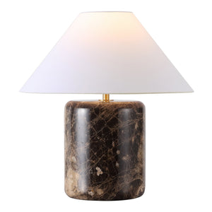 Safavieh Kathariana Marble Table Lamp - Timeless Elegance With Cotton Shade And Iron Base For Modern Spaces Dark Brown ,White Marble ,Metal ,Shade Ctl1086a