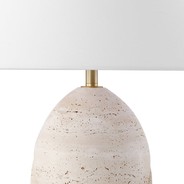 Safavieh Janette Table Lamp – Sophisticated Home Decor With Elegant Design, Sturdy Iron Construction & Linen Shade Travertine ,White Travertine ,Metal ,Shade Ctl1087a