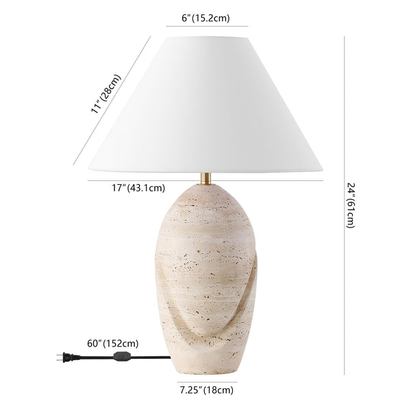 Safavieh Janette Table Lamp – Sophisticated Home Decor With Elegant Design, Sturdy Iron Construction & Linen Shade Travertine ,White Travertine ,Metal ,Shade Ctl1087a