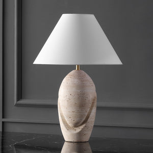 Safavieh Janette Table Lamp – Sophisticated Home Decor With Elegant Design, Sturdy Iron Construction & Linen Shade Travertine ,White Travertine ,Metal ,Shade Ctl1087a