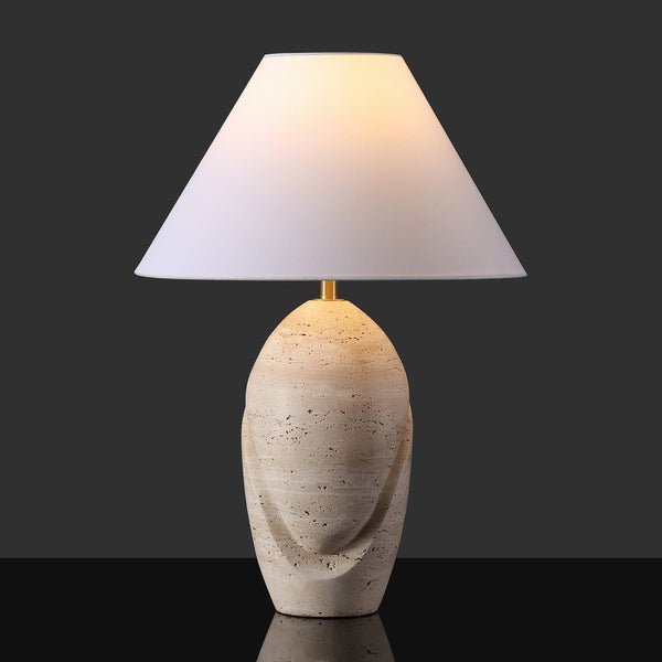 Safavieh Janette Table Lamp – Sophisticated Home Decor With Elegant Design, Sturdy Iron Construction & Linen Shade Travertine ,White Travertine ,Metal ,Shade Ctl1087a