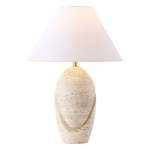 Safavieh Janette Table Lamp – Sophisticated Home Decor With Elegant Design, Sturdy Iron Construction & Linen Shade Travertine ,White Travertine ,Metal ,Shade Ctl1087a