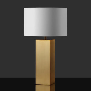 Safavieh HANK Modern Square Table Lamp in Polished Gold & White Linen Shade - Elegant Lighting for Any Room CTL1088A