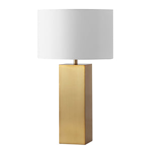 Safavieh HANK Modern Square Table Lamp in Polished Gold & White Linen Shade - Elegant Lighting for Any Room CTL1088A
