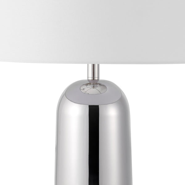 Safavieh CHADRIC Metal Table Lamp - Contemporary Two-Tone Design for Stylish Ambient Lighting in Any Room Silver / White CTL1089A