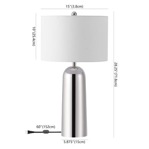 Safavieh CHADRIC Metal Table Lamp - Contemporary Two-Tone Design for Stylish Ambient Lighting in Any Room Silver / White CTL1089A