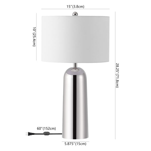 Safavieh CHADRIC Metal Table Lamp - Contemporary Two-Tone Design for Stylish Ambient Lighting in Any Room Silver / White CTL1089A