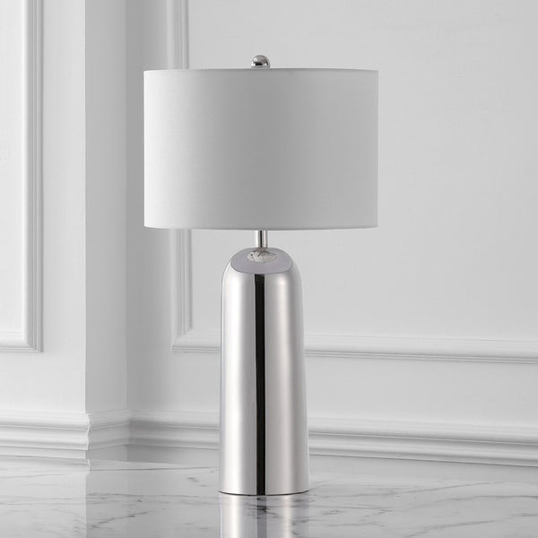 Safavieh CHADRIC Metal Table Lamp - Contemporary Two-Tone Design for Stylish Ambient Lighting in Any Room Silver / White CTL1089A