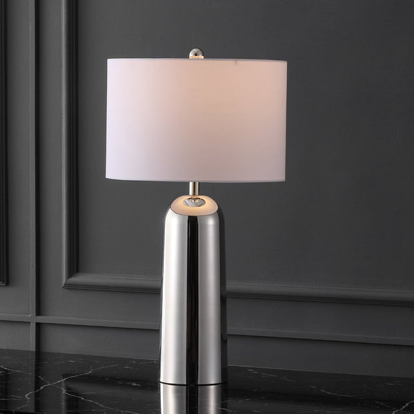 Safavieh CHADRIC Metal Table Lamp - Contemporary Two-Tone Design for Stylish Ambient Lighting in Any Room Silver / White CTL1089A