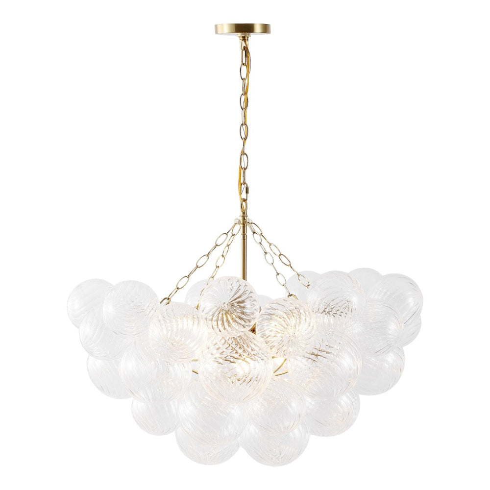 Safavieh BETTY Glass Bubbles Chandelier – Elegant Brass & Clear Glass Sphere Fixture for Modern Spaces CTL1090A