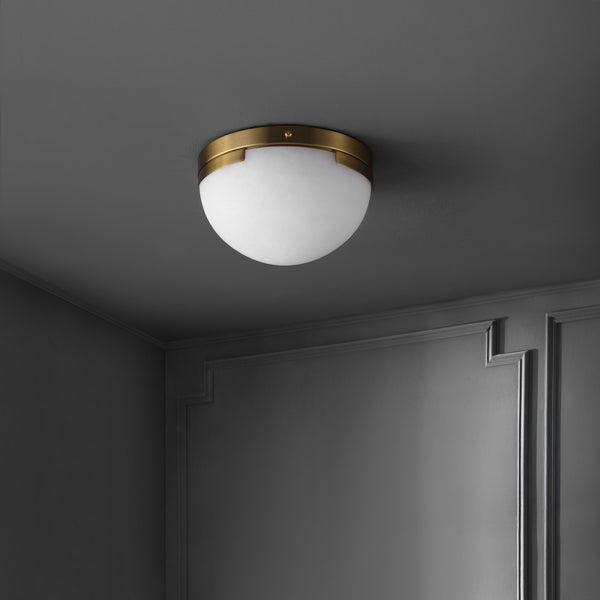 Safavieh Eddie Alabaster Flush Mount Light Fixture - Contemporary Elegance For Stylish Home Illumination Brass ,Off White Alabaster ,Metal Ctl1091a
