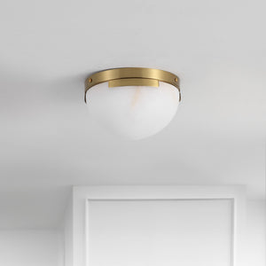 Safavieh Eddie Alabaster Flush Mount Light Fixture - Contemporary Elegance For Stylish Home Illumination Brass ,Off White Alabaster ,Metal Ctl1091a