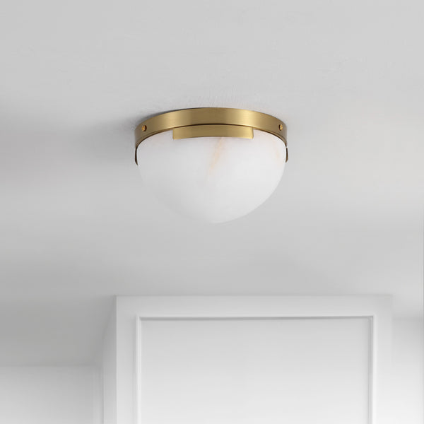 Safavieh Eddie Alabaster Flush Mount Light Fixture - Contemporary Elegance For Stylish Home Illumination Brass ,Off White Alabaster ,Metal Ctl1091a