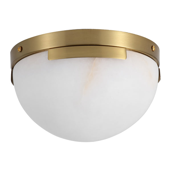 Safavieh Eddie Alabaster Flush Mount Light Fixture - Contemporary Elegance For Stylish Home Illumination Brass ,Off White Alabaster ,Metal Ctl1091a