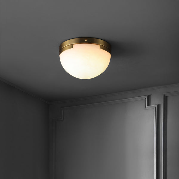 Safavieh Eddie Alabaster Flush Mount Light Fixture - Contemporary Elegance For Stylish Home Illumination Brass ,Off White Alabaster ,Metal Ctl1091a