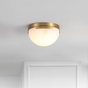 Safavieh Eddie Alabaster Flush Mount Light Fixture - Contemporary Elegance For Stylish Home Illumination Brass ,Off White Alabaster ,Metal Ctl1091a