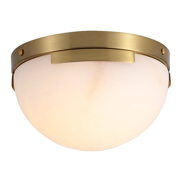 Safavieh Eddie Alabaster Flush Mount Light Fixture - Contemporary Elegance For Stylish Home Illumination Brass ,Off White Alabaster ,Metal Ctl1091a