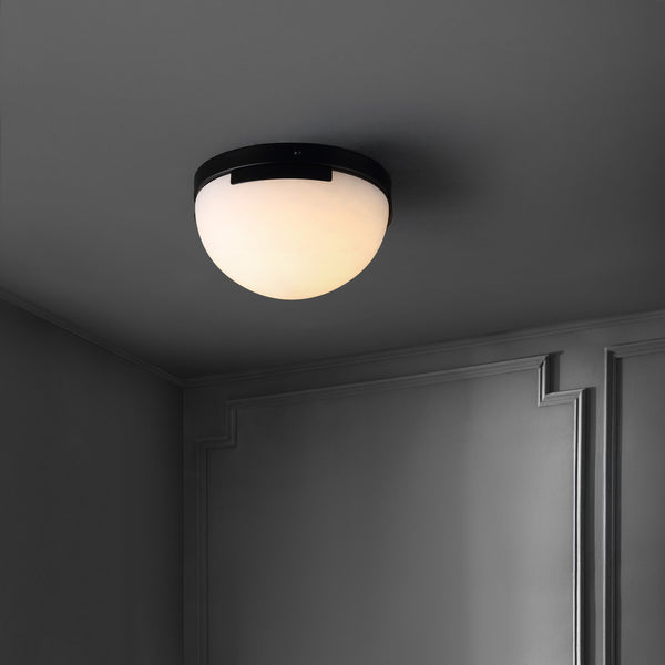 Safavieh Eddie Alabaster Flush Mount Light Fixture - Contemporary Elegance For Stylish Home Illumination Black ,Off White Alabaster ,Metal Ctl1091b