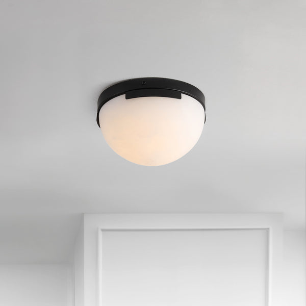 Safavieh Eddie Alabaster Flush Mount Light Fixture - Contemporary Elegance For Stylish Home Illumination Black ,Off White Alabaster ,Metal Ctl1091b