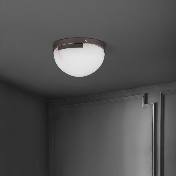 Safavieh Eddie Alabaster Flush Mount Light Fixture - Contemporary Elegance For Stylish Home Illumination Silver ,Off White Alabaster ,Metal Ctl1091c