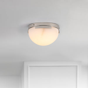 Safavieh Eddie Alabaster Flush Mount Light Fixture - Contemporary Elegance For Stylish Home Illumination Silver ,Off White Alabaster ,Metal Ctl1091c