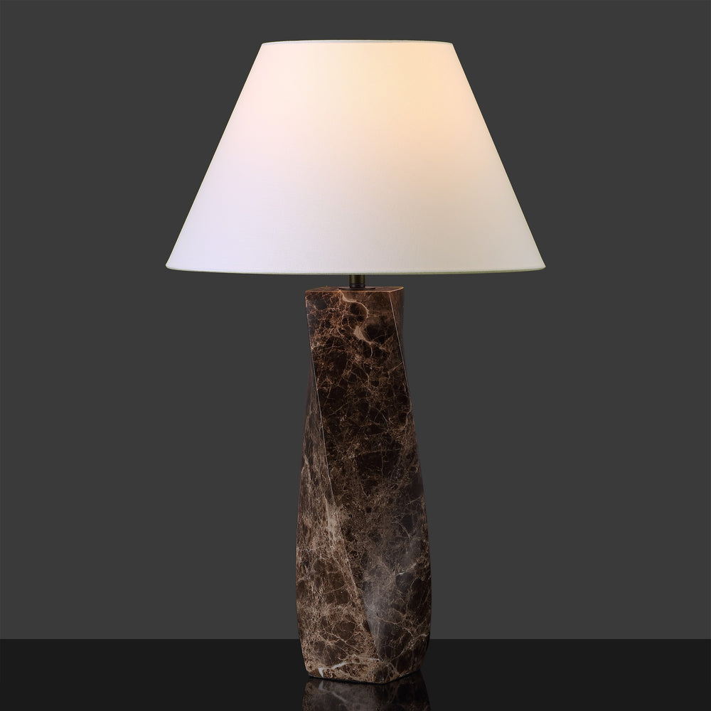 Safavieh Mayalenn Large Marble Table Lamp In Dark Brown & White - Elegant Design For Modern Interiors Dark Brown ,White Marble ,Iron ,Shade Ctl1092a