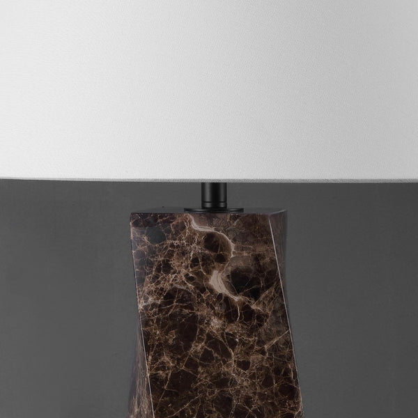 Safavieh MAYALENN Large Marble Table Lamp - Dark Brown & White - Elegant Design for Home & Office Decor CTL1092A