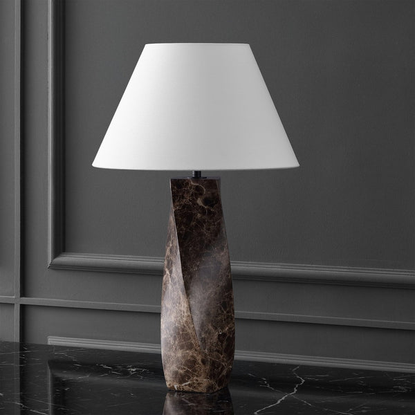 Safavieh MAYALENN Large Marble Table Lamp - Dark Brown & White - Elegant Design for Home & Office Decor CTL1092A