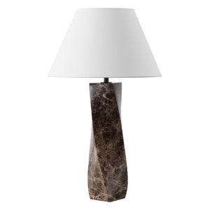 Safavieh MAYALENN Large Marble Table Lamp - Dark Brown & White - Elegant Design for Home & Office Decor CTL1092A