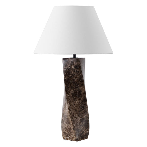 Safavieh MAYALENN Large Marble Table Lamp - Dark Brown & White - Elegant Design for Home & Office Decor CTL1092A