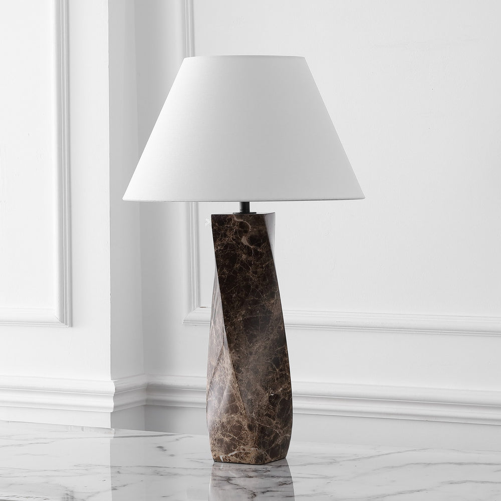 Safavieh Mayalenn Large Marble Table Lamp In Dark Brown & White - Elegant Design For Modern Interiors Dark Brown ,White Marble ,Iron ,Shade Ctl1092a