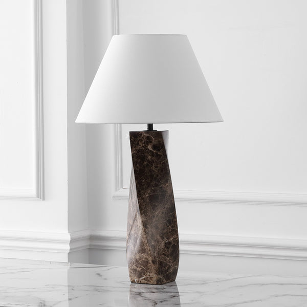 Safavieh Mayalenn Large Marble Table Lamp In Dark Brown & White - Elegant Design For Modern Interiors Dark Brown ,White Marble ,Iron ,Shade Ctl1092a