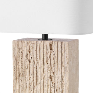 Safavieh HENRY Travertine Table Lamp - Natural Stone Elegance with Crisp White Shade for Stylish Lighting CTL1093A