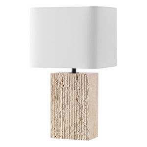 Safavieh HENRY Travertine Table Lamp - Natural Stone Elegance with Crisp White Shade for Stylish Lighting CTL1093A