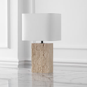 Safavieh Henry Travertine Table Lamp - Elegant White Shade & Sophisticated Design For Any Room Decor Travertine ,White Travertine ,Iron ,Shade Ctl1093a