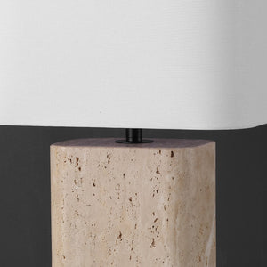 Safavieh LISABRYNA Elegant Travertine Table Lamp with White Shade - Ambient Lighting for Timeless Décor CTL1094A