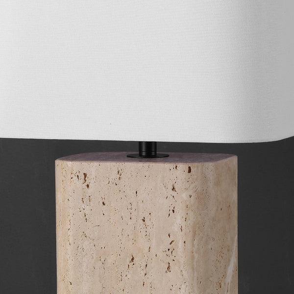 Safavieh LISABRYNA Elegant Travertine Table Lamp with White Shade - Ambient Lighting for Timeless Décor CTL1094A