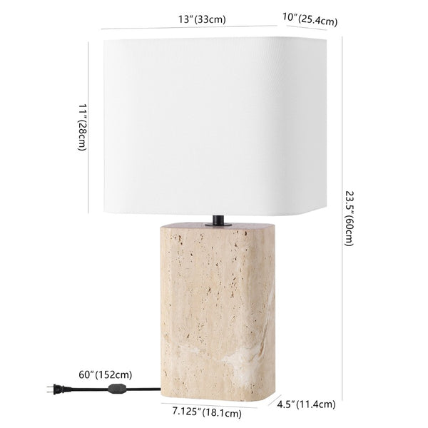 Safavieh LISABRYNA Elegant Travertine Table Lamp with White Shade - Ambient Lighting for Timeless Décor CTL1094A