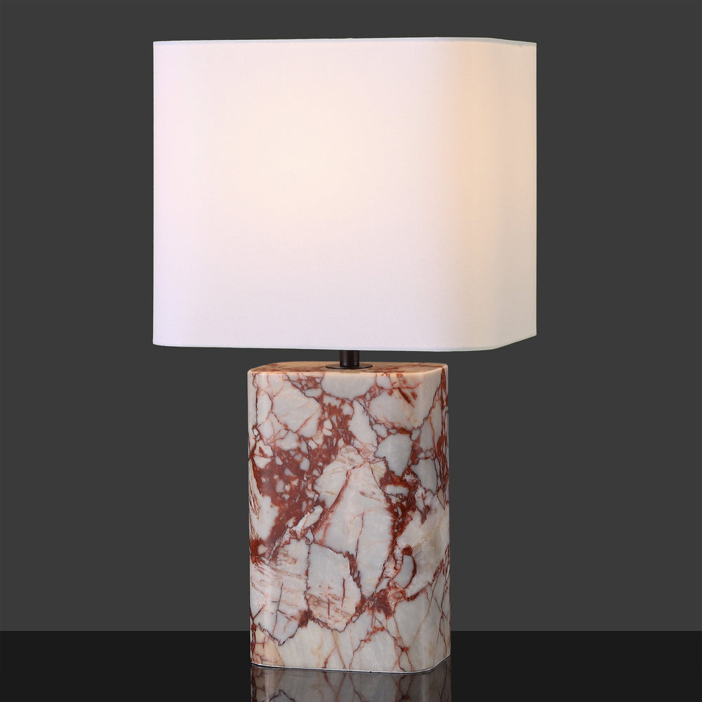 Safavieh Lisabryna Marble Table Lamp - Elegant White & Red Design, Perfect For Modern Home Decor & Ambiance White ,Red Marble ,Iron ,Shade Ctl1094b